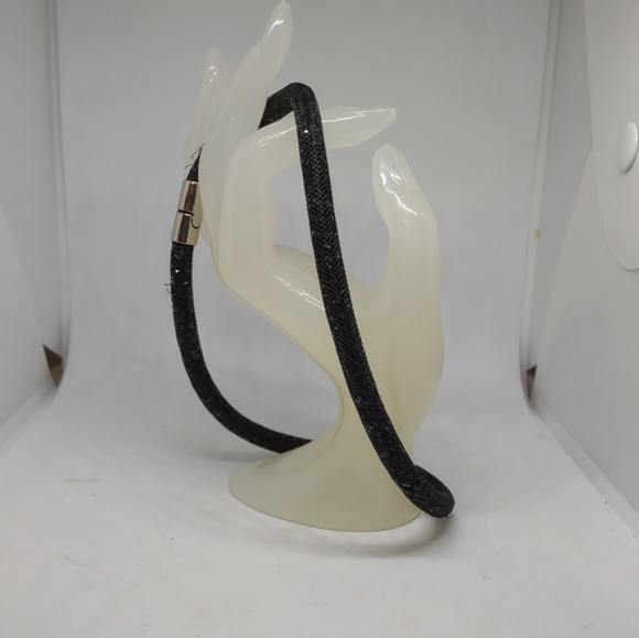 Black Stardust crystal mesh Swarovski Choker Or Wrap Bracelet 16” Magnetic Clasp - Picture 5 of 9